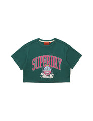 W Semi Over Crop Champions Simbol Half T-Shirt Green