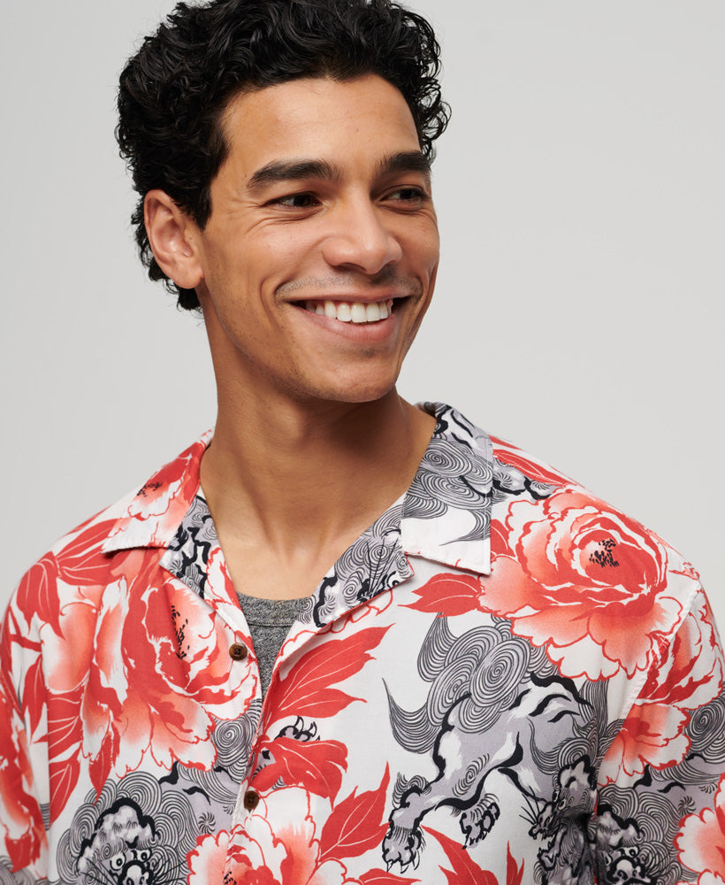 Hawaiian Resort Shirt - Karashishi Red - Superdry Singapore