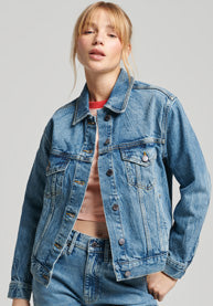 Ov Boyfriend Trucker Jacket-Blondey Indigo Vintage - Superdry - Women ...