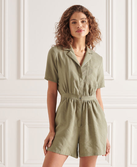 Khaki best sale linen playsuit