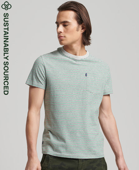 Organic Cotton Vintage Stripe T-shirt - Preppy Green Stripe