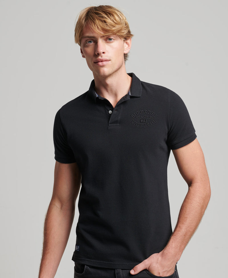 Black superdry 2024 polo shirt