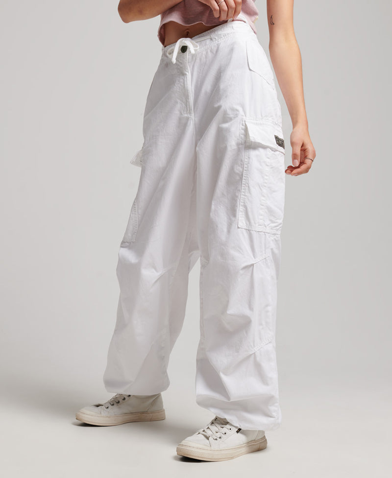 Women's Baggy Parachute Pants in Optic