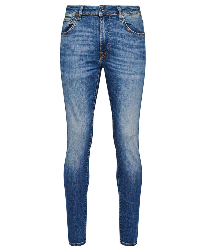 Organic Cotton Slim Jeans - Atlantic Bright Blue Rip - Superdry Singapore