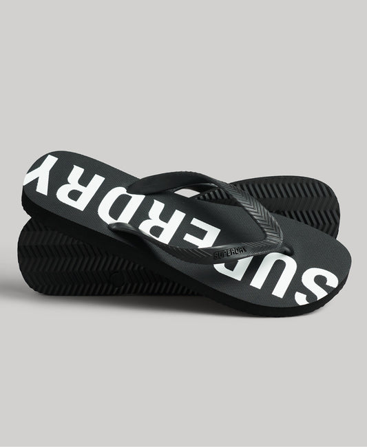 Men Code Core Sport Flip Flops - Black/Optic - Superdry Singapore