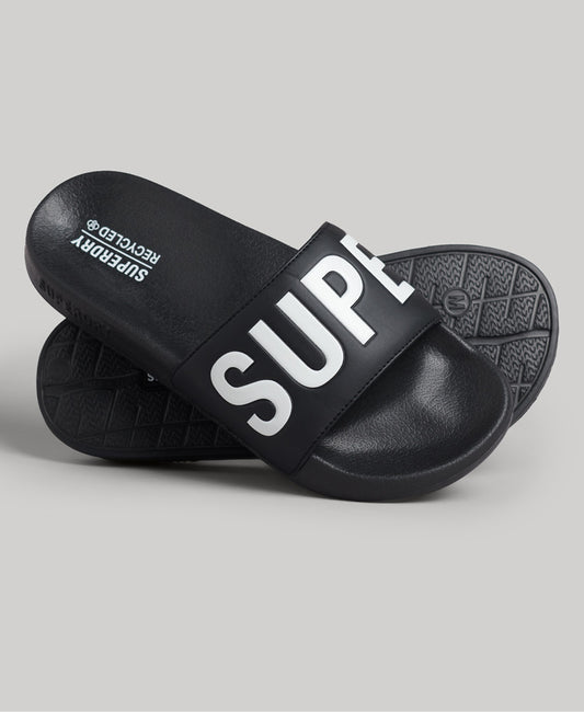 Women Code Core Pool Sliders - Black/Optic - Superdry Singapore