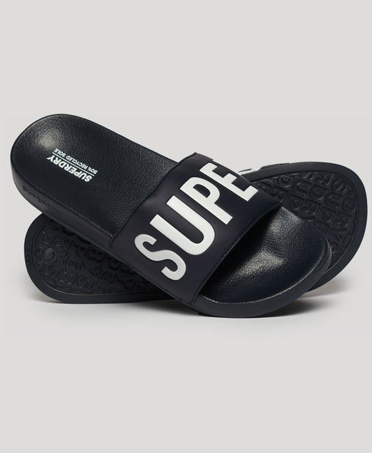 Vegan Core Pool Sliders - Deep Navy/Optic - Superdry Singapore