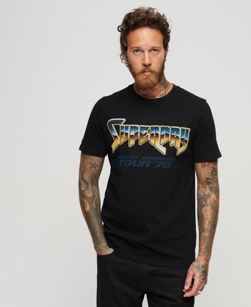 70's Rock Graphic Band T-Shirt - Black - Superdry Singapore