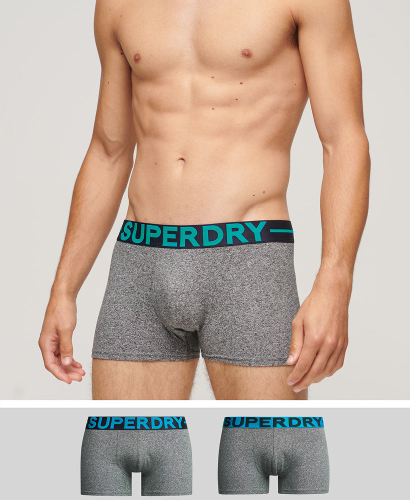 Organic Cotton Trunk Double Pack - Karst Black Mega Grit - Superdry Singapore