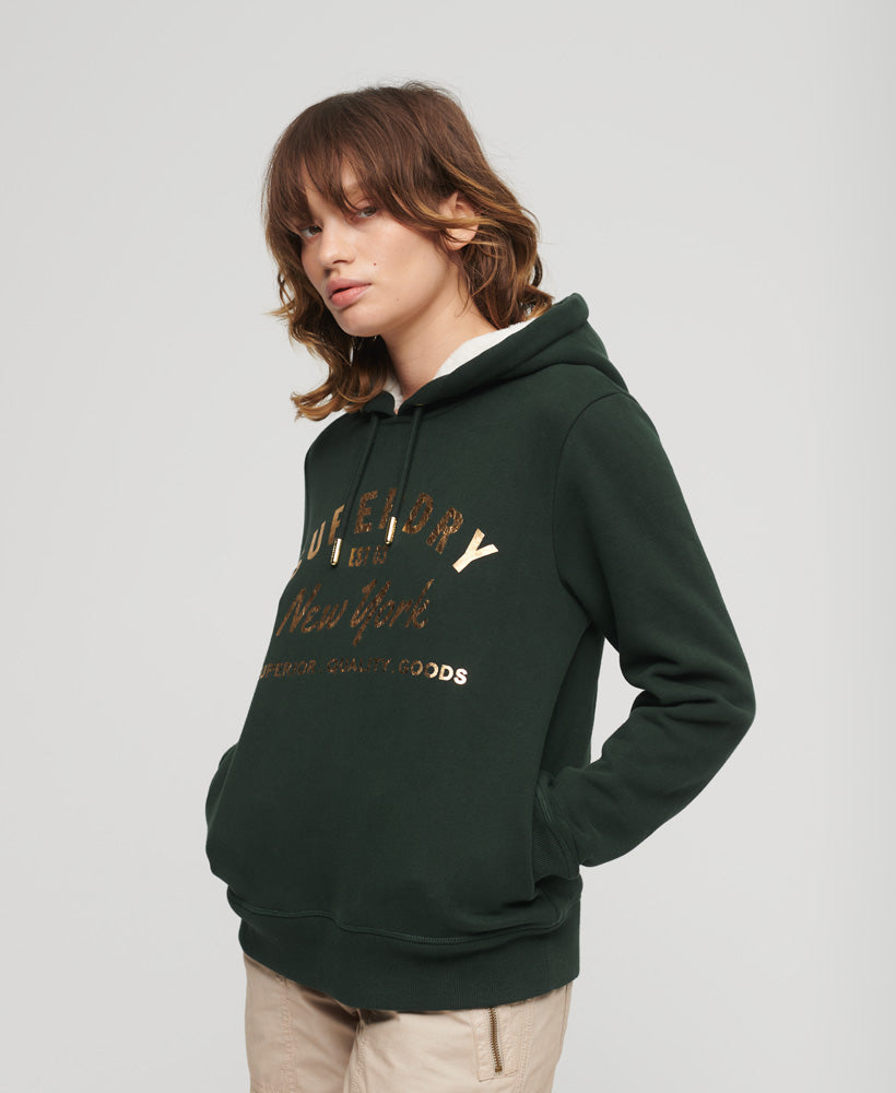 Luxe Metallic Logo Hoodie - Superdry Singapore