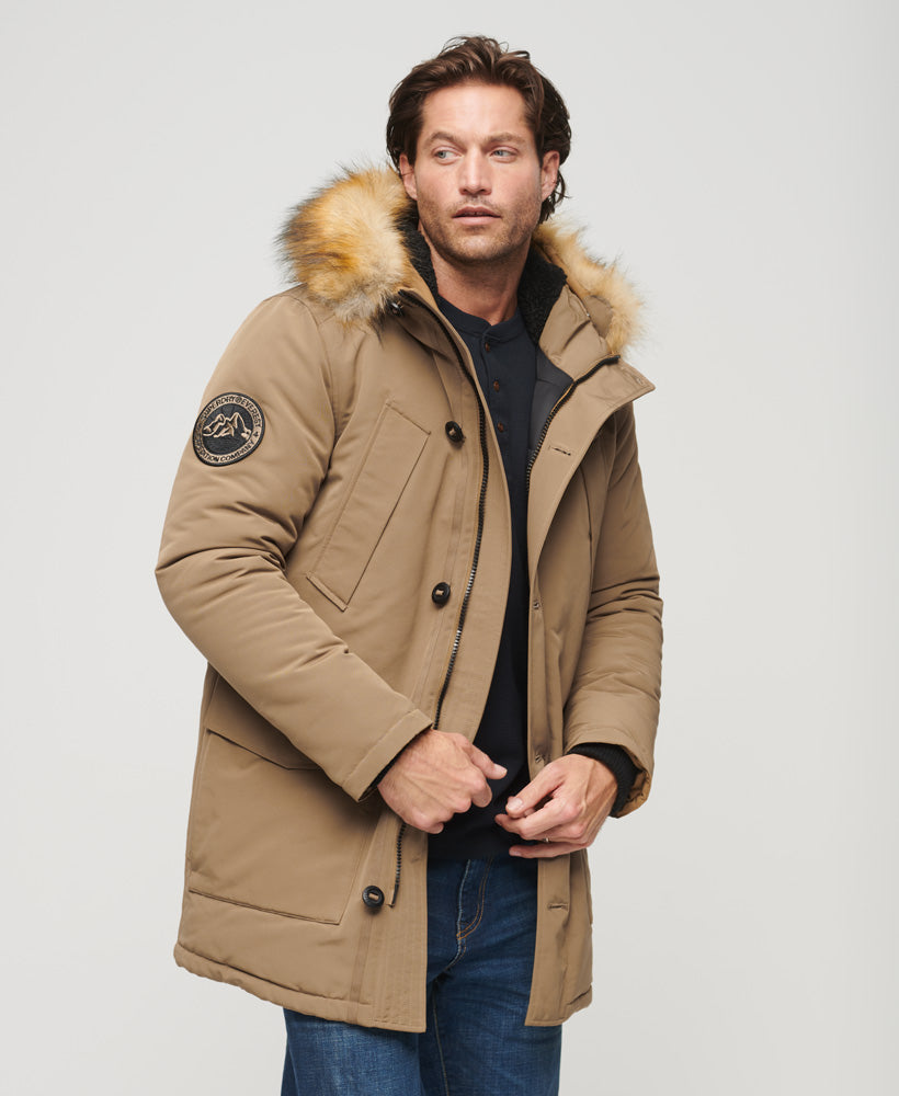 Mens khaki parka cheap coats with fur hood