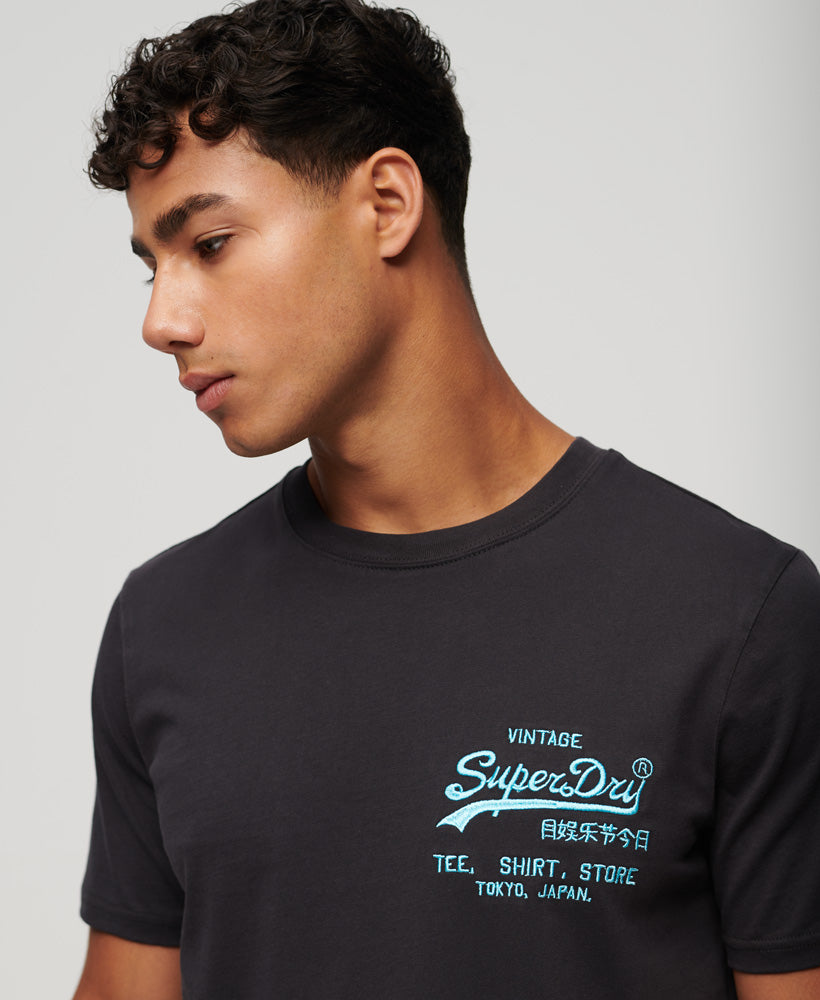 Neon Vintage Logo T-Shirt - Black - Superdry Singapore