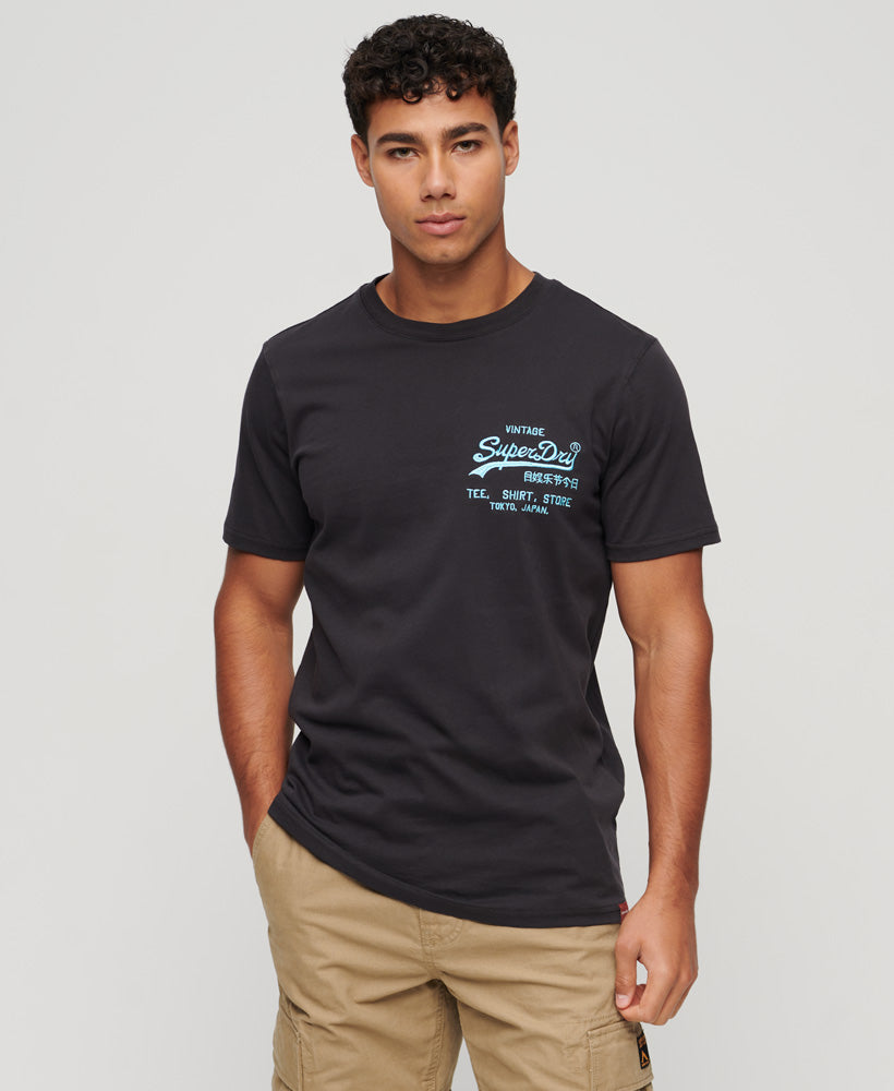 Neon Vintage Logo T-Shirt - Black - Superdry Singapore