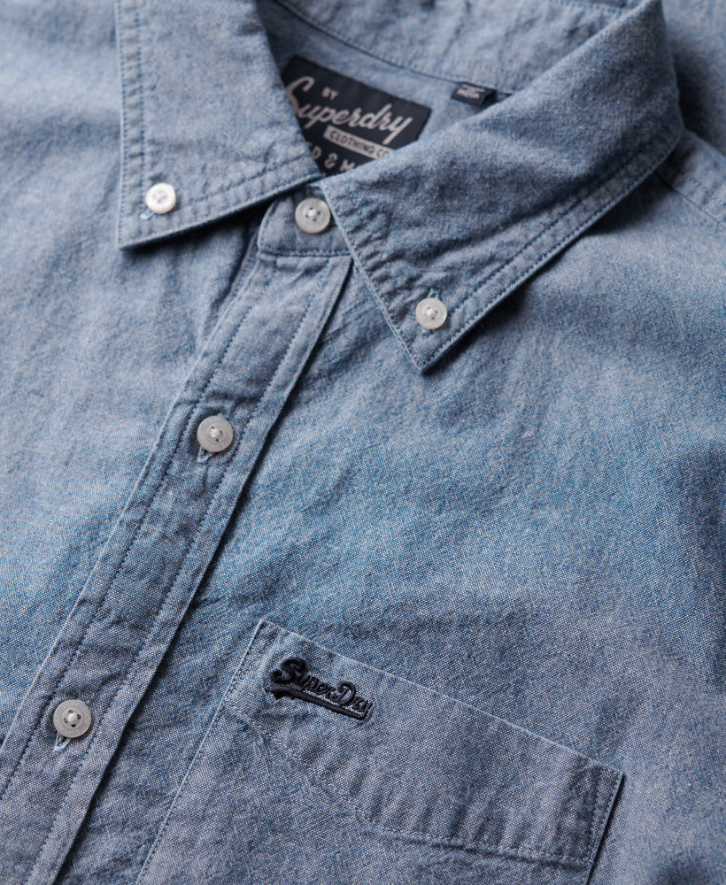 Cotton L/S Chambray Shirt - Indigo Chambray - Superdry Singapore